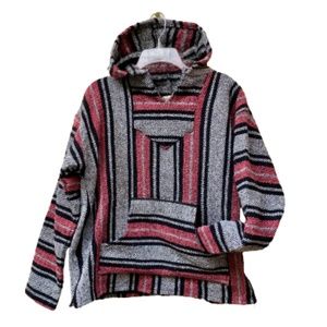 Iguana Jack Baja Poncho Hoodie Pastel Fuchsia NWOT